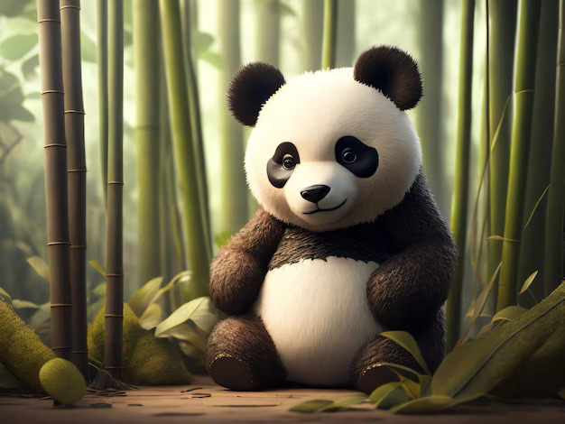 Panda standing in a bamboo forest
